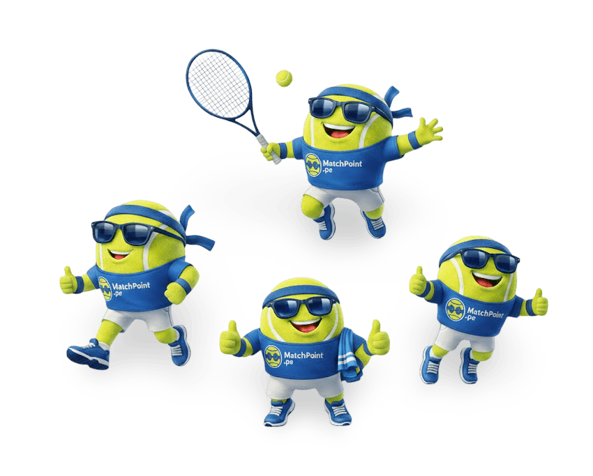 Mascotas de MatchPoint: Personajes animados jugando tenis